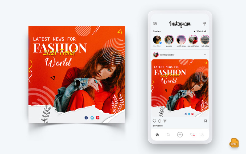 Design de postagem de mídia social de moda feminina e masculina de vendas de moda-24