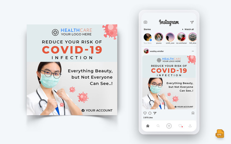 Design de postagem de mídia social do Instagram de conscientização sobre o vírus Corona-10
