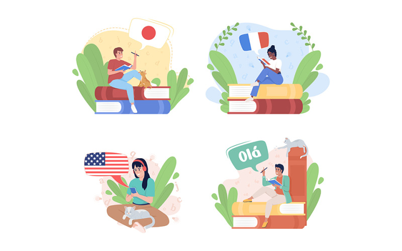 Aufregend über das Erlernen von Sprachillustrationssätzen
