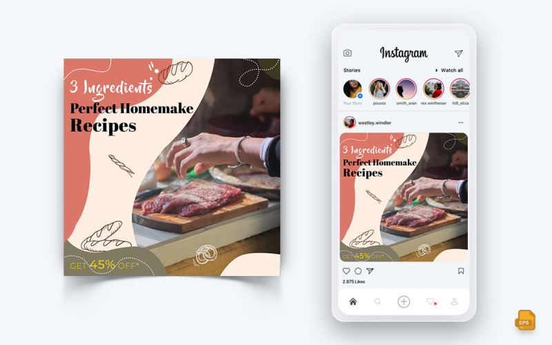 Cibo e Ristorante Offerte Sconti Servizio Social Media Instagram Post Design-31