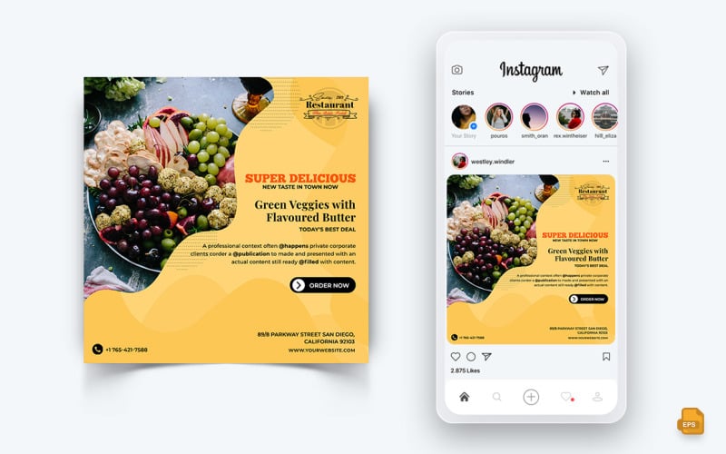 Cibo e Ristorante Offerte Sconti Servizio Social Media Instagram Post Design-61