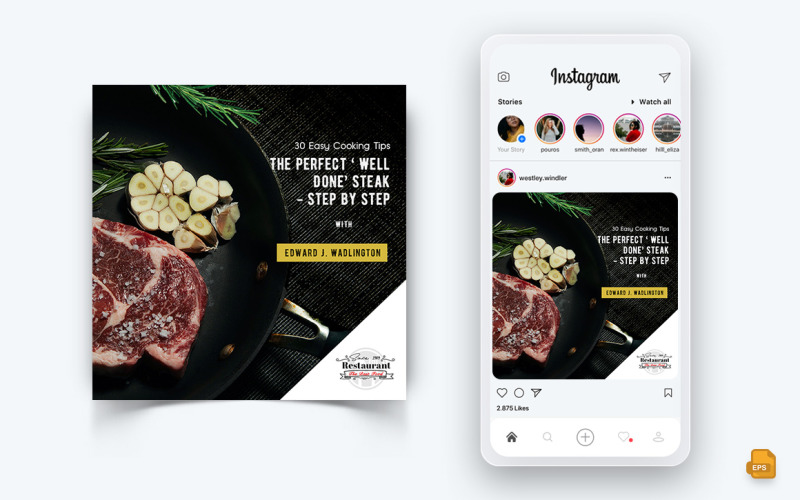 Comida e Restaurante Oferece Descontos Serviço Redes Sociais Instagram Post Design-03