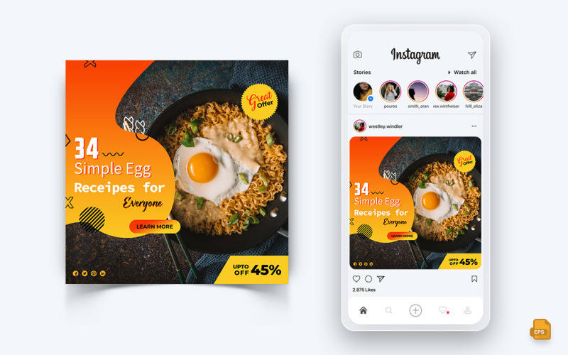 Еда и ресторан Предложения Скидки Сервис Социальные сети Instagram Post Design-08