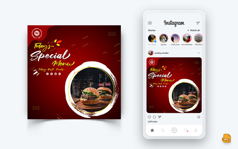 Еда и ресторан Предложения Скидки Сервис Социальные сети Instagram Post Design-13