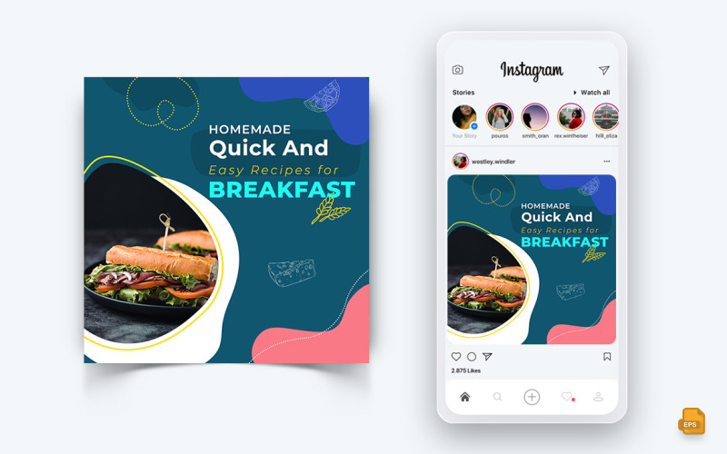 Еда и ресторан Предложения Скидки Сервис Социальные сети Instagram Post Design-25