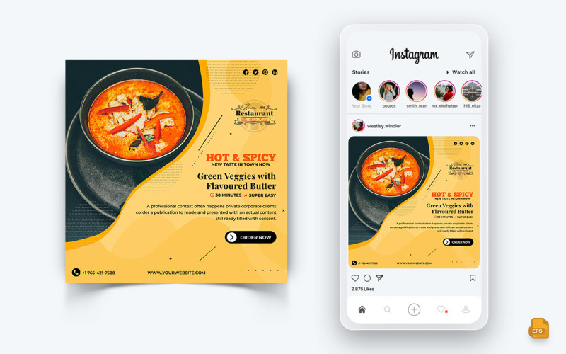 Еда и ресторан Предложения Скидки Сервис Социальные сети Instagram Post Design-50