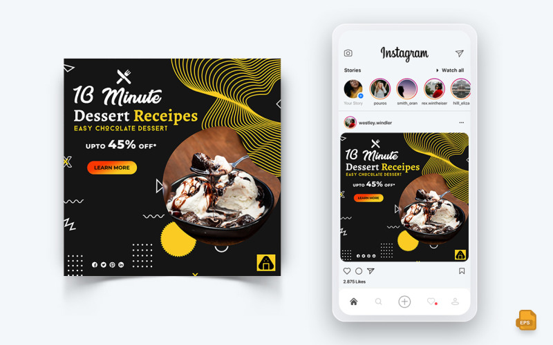 Élelmiszer- és étteremajánlatok Kedvezmények Szolgáltatás Közösségi média Instagram Post Design-11