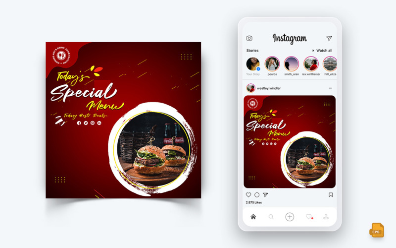 Élelmiszer- és étteremajánlatok Kedvezmények Szolgáltatás Közösségi média Instagram Post Design-13