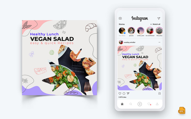 Élelmiszer- és étteremajánlatok Kedvezmények Szolgáltatás Közösségi média Instagram Post Design-23