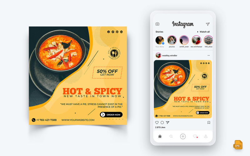 Élelmiszer- és étteremajánlatok Kedvezmények Szolgáltatás Közösségi média Instagram Post Design-41
