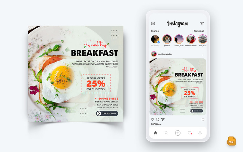 Élelmiszer- és étteremajánlatok Kedvezmények Szolgáltatás Közösségi média Instagram Post Design-42