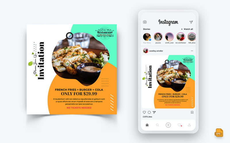 Élelmiszer- és étteremajánlatok Kedvezmények Szolgáltatás Közösségi média Instagram Post Design-48