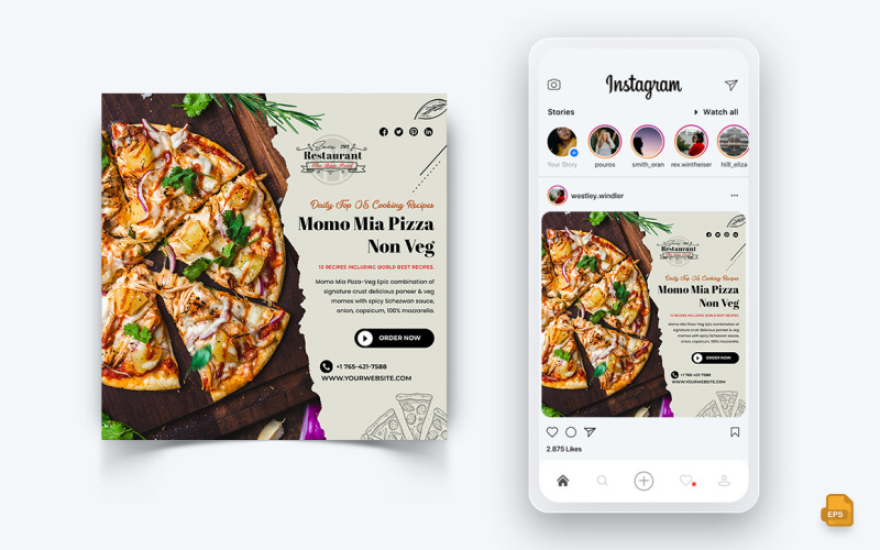 Élelmiszer- és étteremajánlatok Kedvezmények Szolgáltatás Közösségi média Instagram Post Design-54