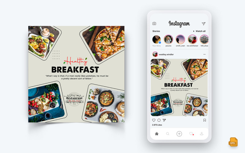 Élelmiszer- és étteremajánlatok Kedvezmények Szolgáltatás Közösségi média Instagram Post Design-60