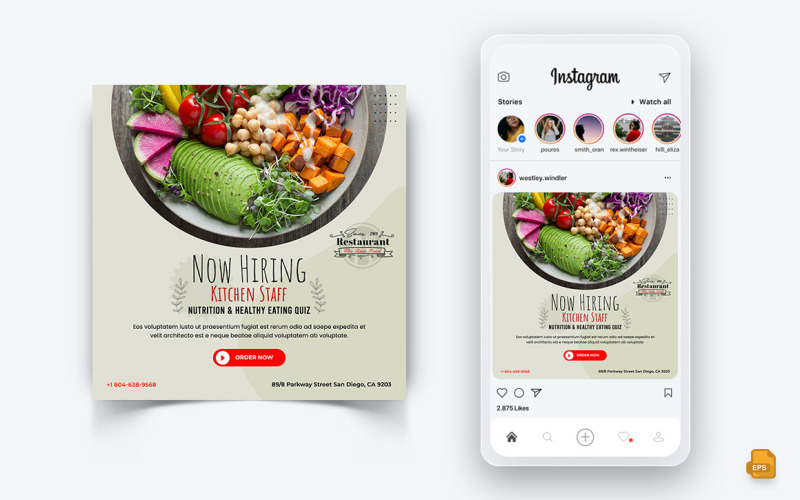 Élelmiszer- és étteremajánlatok Kedvezmények Szolgáltatás Közösségi média Instagram Post Design-63