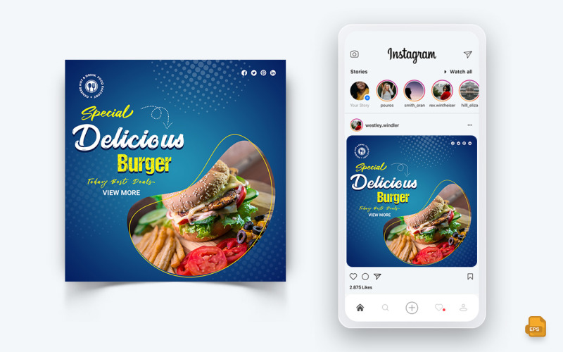 Étel és Étterem Ajánlatok Kedvezmények Szolgáltatás Közösségi média Instagram Post Design-17