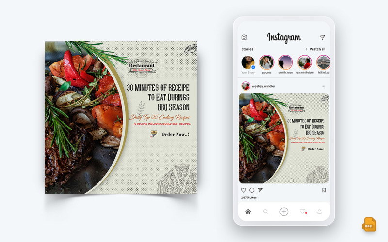 Eten en Restaurant Aanbiedingen Kortingen Service Social Media Instagram Post Design-04