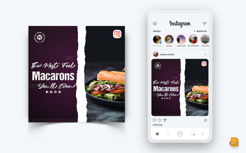 Eten en Restaurant Aanbiedingen Kortingen Service Social Media Instagram Post Design-21