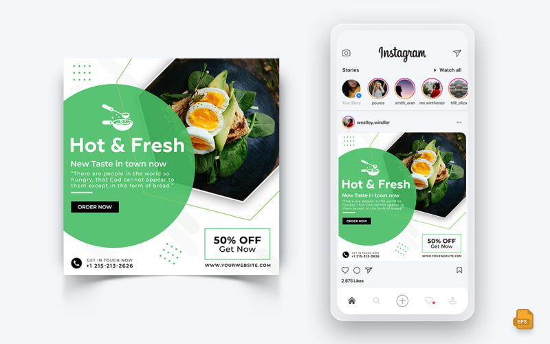 Eten en Restaurant Aanbiedingen Kortingen Service Social Media Instagram Post Design-34