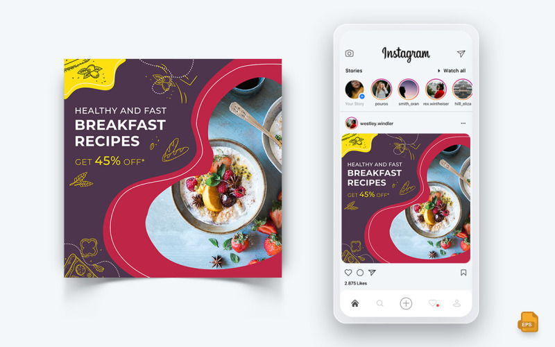 Їжа та ресторани пропонують знижки Сервіс Соціальні медіа Instagram Post Design-22
