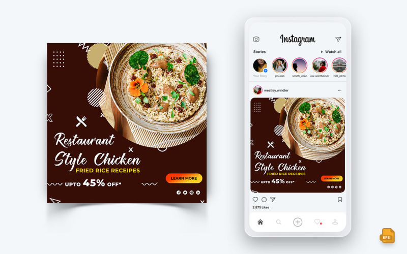 Jídlo a restaurace nabízí slevy Služby Sociální média Instagram Post Design-10