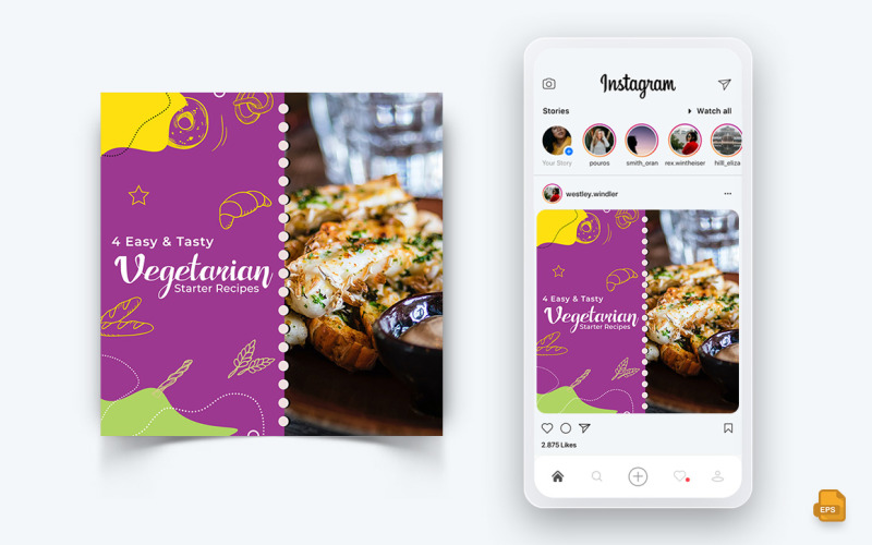Jídlo a restaurace nabízí slevy Služby Sociální sítě Instagram Post Design-30