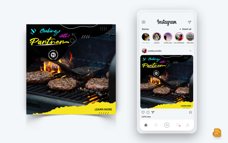 Lebensmittel- und Restaurantangebote Rabattservice Social Media Instagram Post Design-14