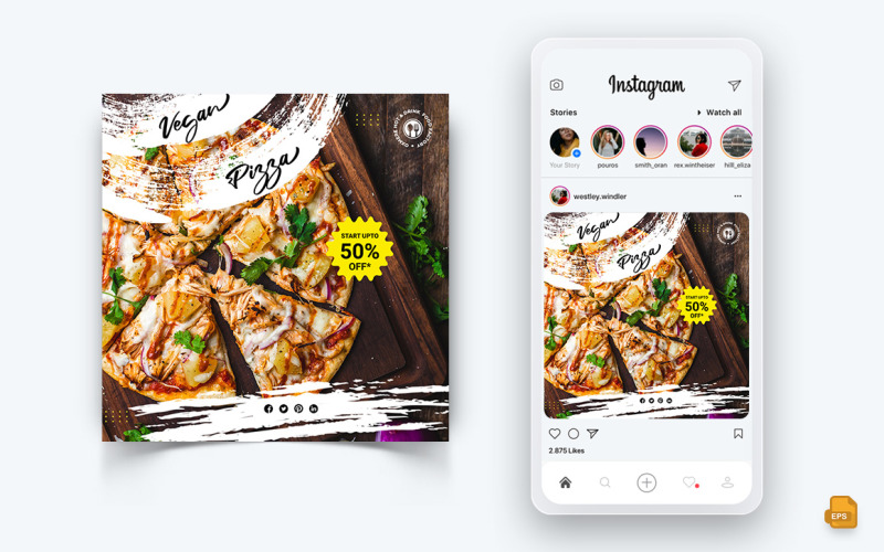 Lebensmittel- und Restaurantangebote Rabattservice Social Media Instagram Post Design-18