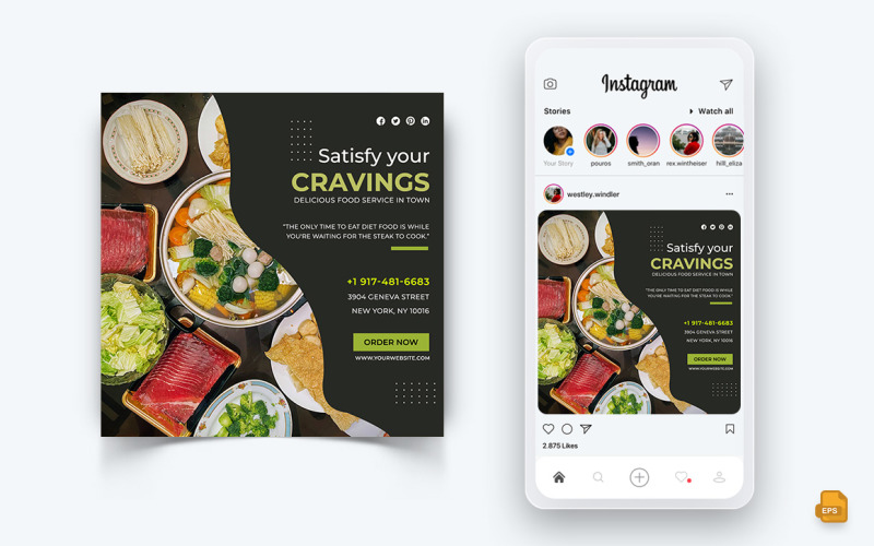 Ofertas de comida y restaurante Descuentos Servicio Social Media Instagram Post Design-39