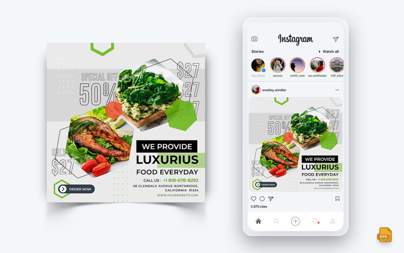 Ofertas de comida y restaurante Descuentos Servicio Social Media Instagram Post Design-44