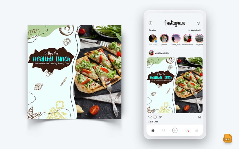 Oferty żywności i restauracji Rabaty Usługa Social Media Instagram Post Design-28
