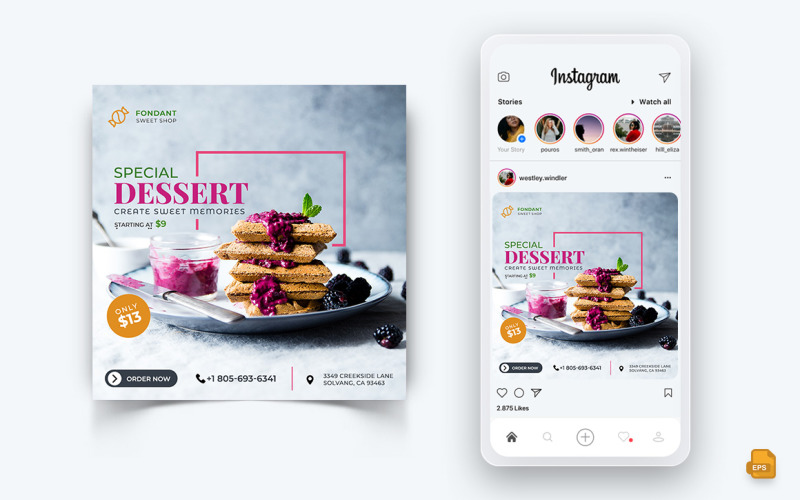 食品和餐厅提供折扣服务社交媒体 Instagram Post Design-46