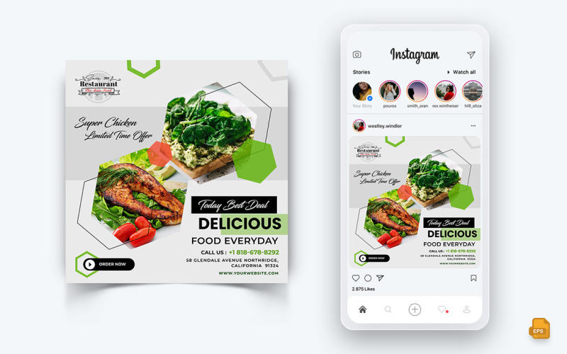 食品和餐厅提供折扣服务社交媒体 Instagram Post Design-58