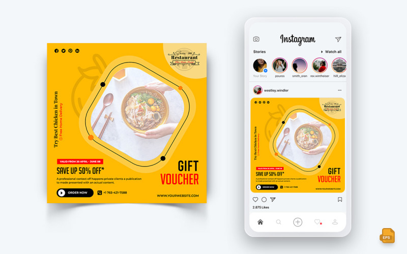 食品和餐厅提供折扣服务社交媒体 Instagram Post Design-65