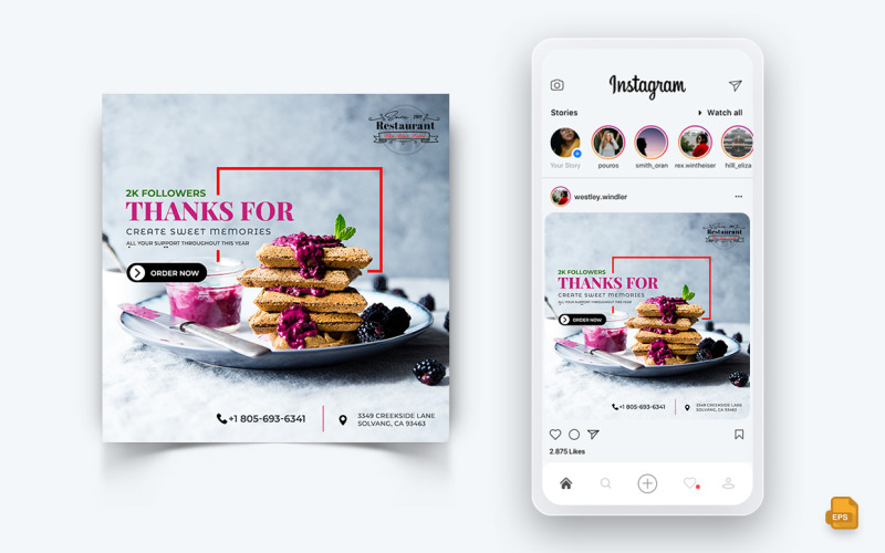 食品和餐厅提供折扣服务社交媒体 Instagram Post Design-68