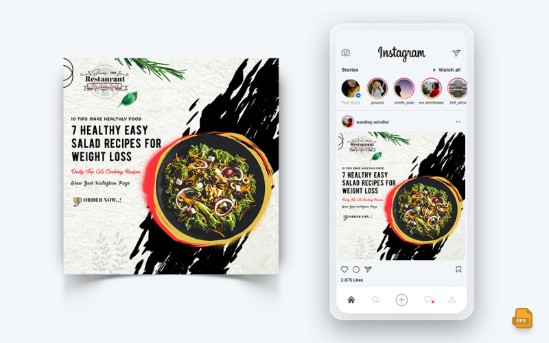 Yemek ve Restoran İndirim Hizmeti Sunuyor Sosyal Medya Instagram Post Tasarım-05