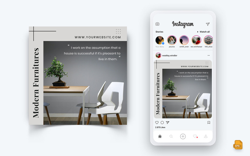 Belsőépítészet és bútorok közösségi média Instagram Post Design-01