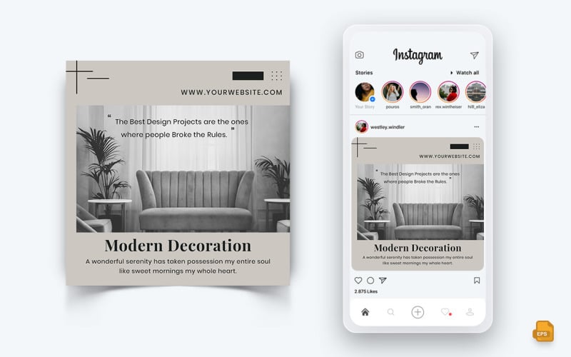 Belsőépítészet és bútorok Közösségi média Instagram Post Design-02