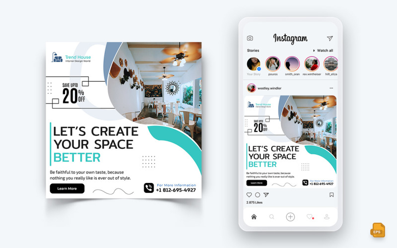Design d'intérieur et mobilier Réseaux sociaux Instagram Post Design-13