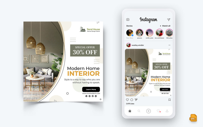 Design d'intérieur et mobilier Réseaux sociaux Instagram Post Design-16