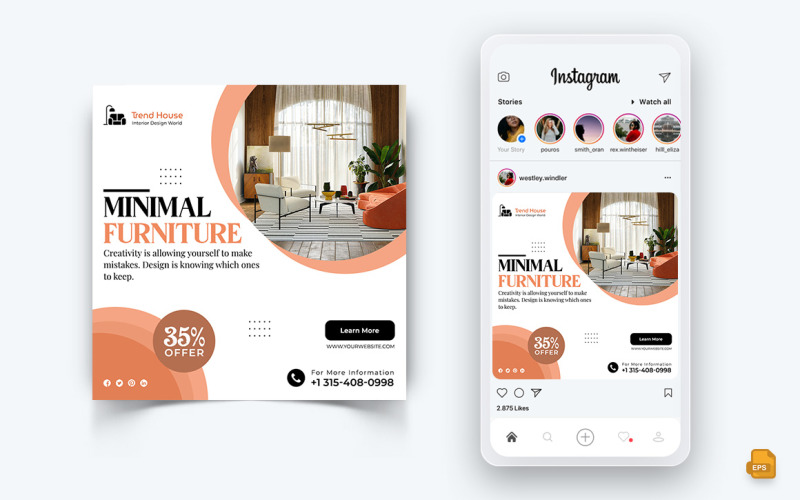 Diseño de Interiores y Mobiliario Social Media Instagram Post Design-11