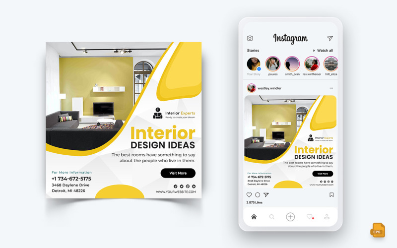 Diseño de Interiores y Mobiliario Social Media Instagram Post Design-21
