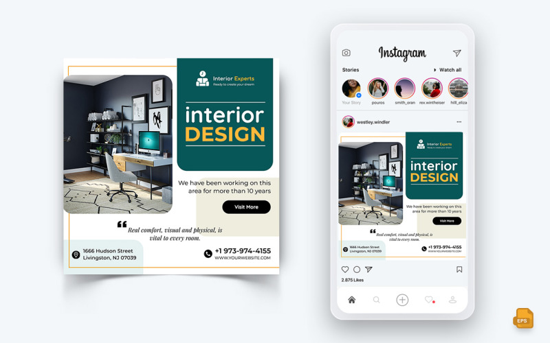 Diseño de Interiores y Mobiliario Social Media Instagram Post Design-25