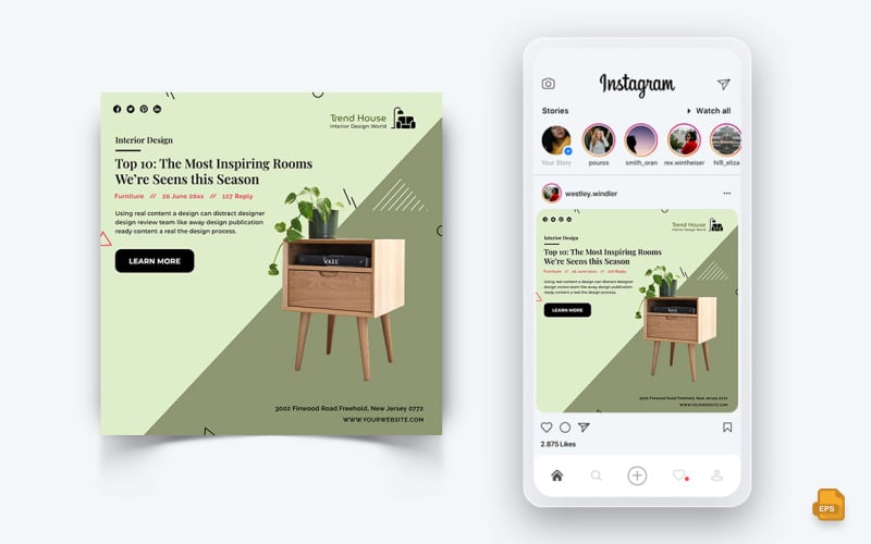 Diseño de Interiores y Mobiliario Social Media Instagram Post Design-29