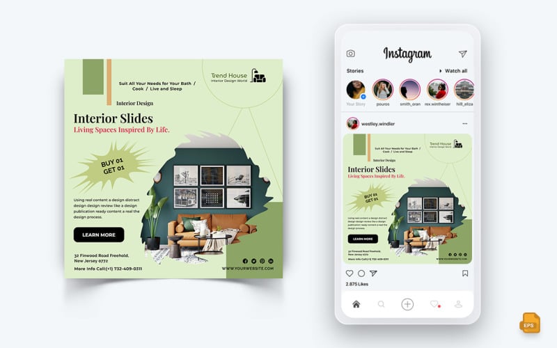 Diseño de Interiores y Mobiliario Social Media Instagram Post Design-30