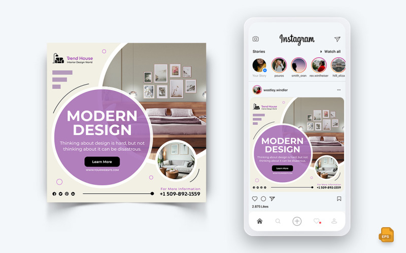 Diseño de Interiores y Mobiliario Social Media Instagram Post Design-33