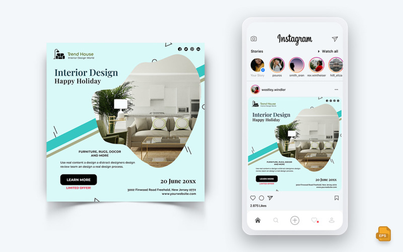 Diseño de Interiores y Mobiliario Social Media Instagram Post Design-37