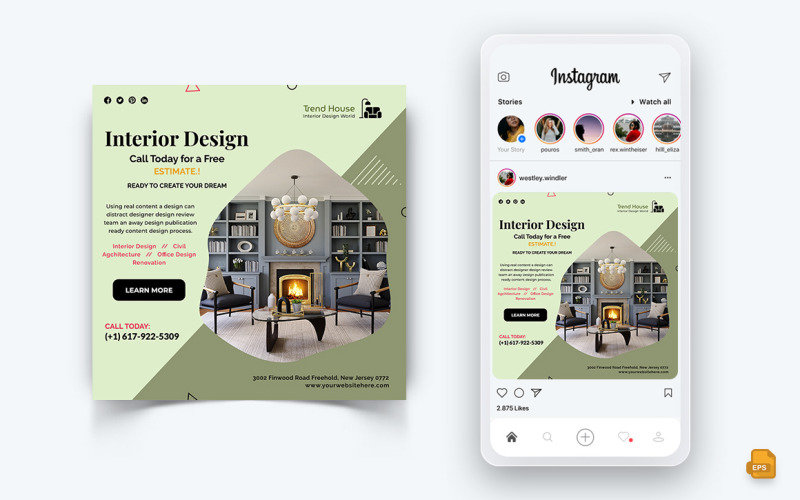Дизайн інтер'єру та меблів Соціальні мережі Instagram Post Design-40
