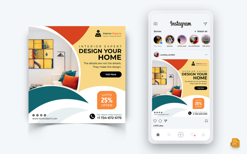 Дизайн інтер'єру та меблів у соціальних мережах Instagram Post Design-20