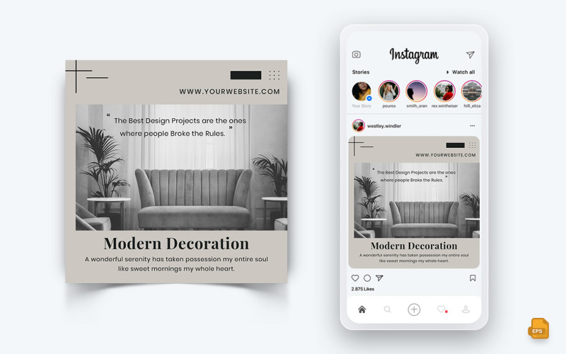 Дизайн интерьера и мебели в социальных сетях Instagram Post Design-02